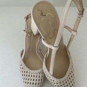 Jessica Simpson Cream Woven Slingback Heels 7.5M/38